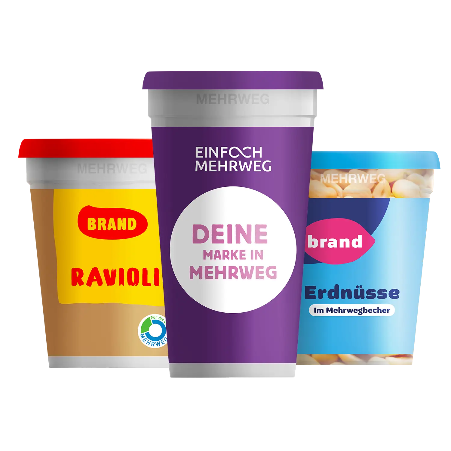 Reusable PREFILL container with blue branding